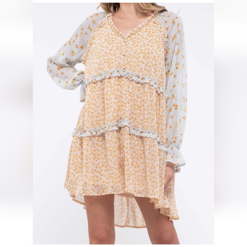 Blu Pepper Ruffle Floral Dress Size Medium New Cottage Core